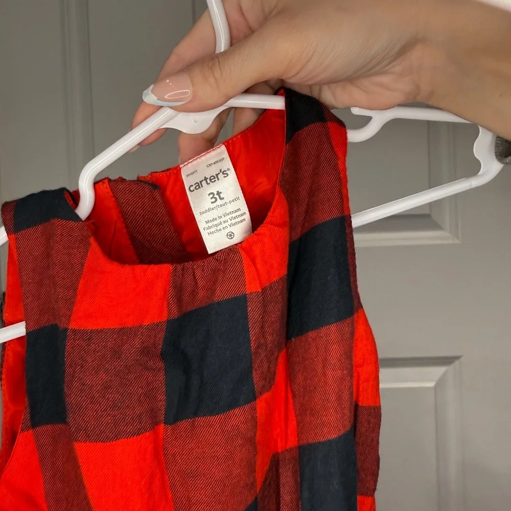 Carter's Toddler Girls Red Black Buffalo Plaid Holiday Sleeveless‎ Dress Size 3T